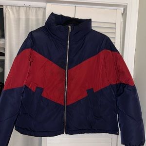Blue & red puffer jacket